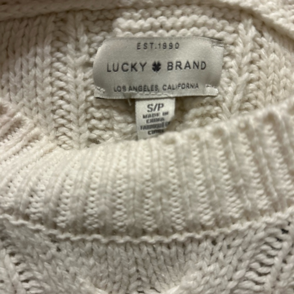 Lucky Brand Cream Cowl Neck Sweater with Chunky Knit